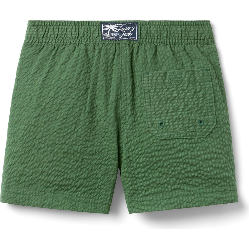 Recycled Seersucker Tiger Swim Trunk, Green
