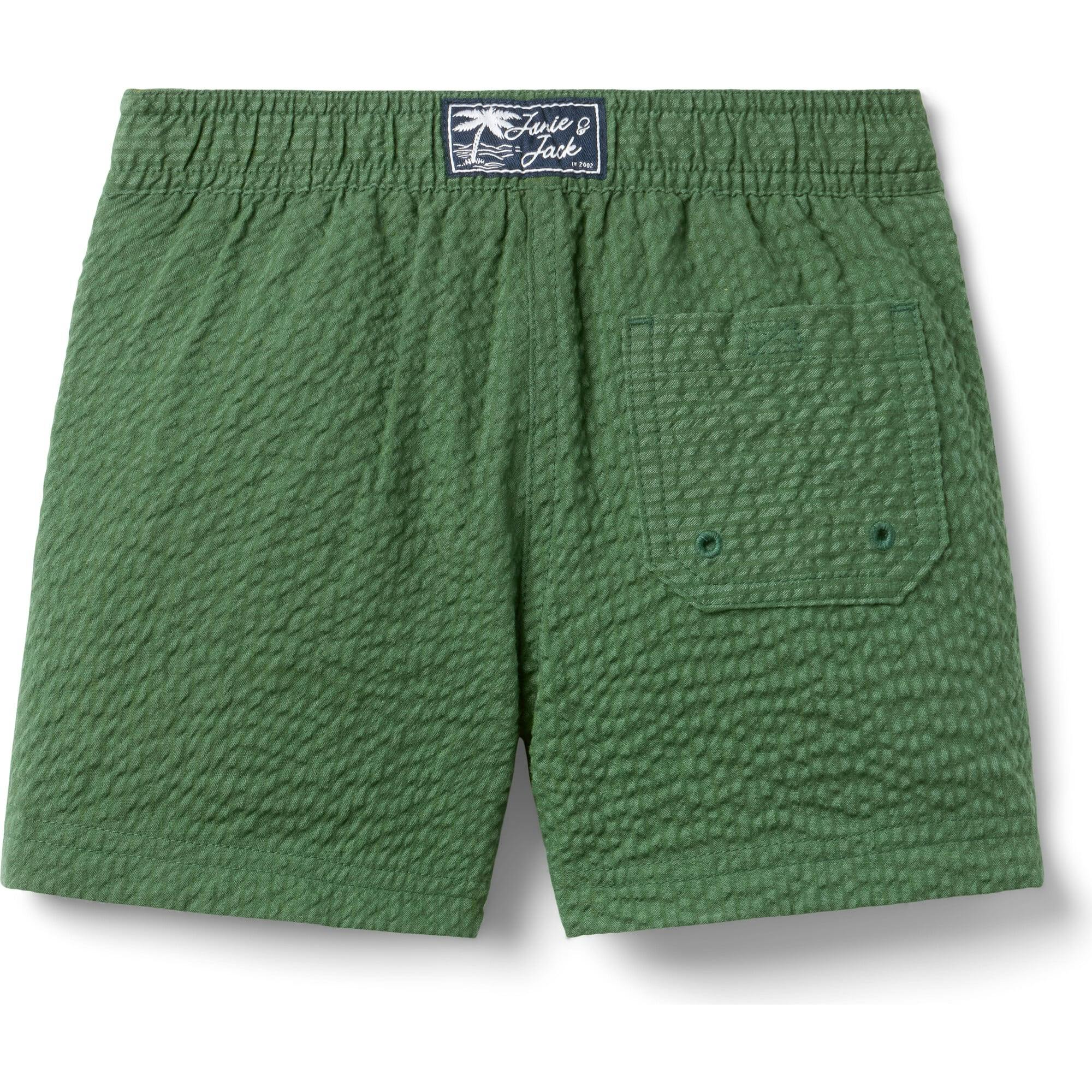 Recycled Seersucker Tiger Swim Trunk, Green