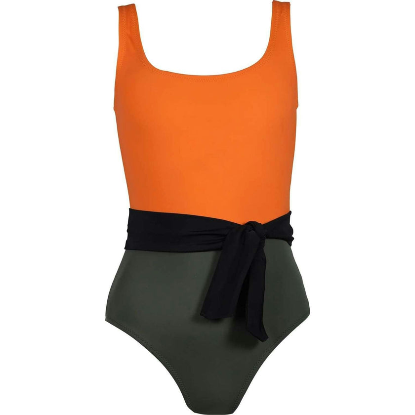 Valeria Sleeveless Scoop Neck Tie Belt Swimsuit