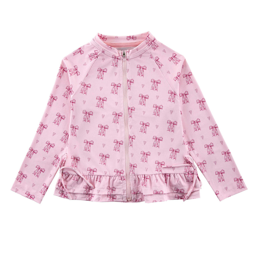 Raya UPF 50+ Ruffled Zip Up Sun Protection Jacket, Lovely Bow