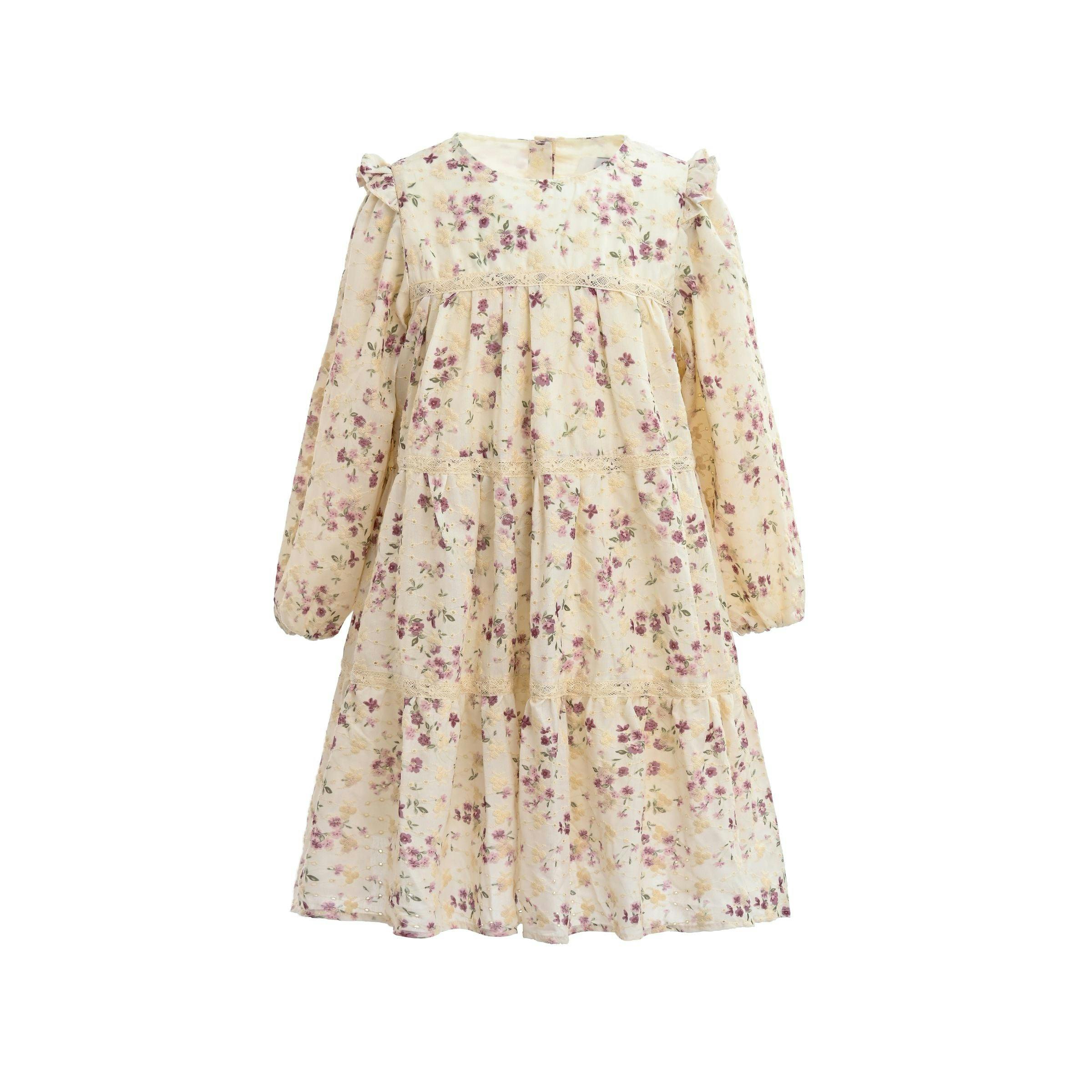 Ivory Floral Ruffle Dress