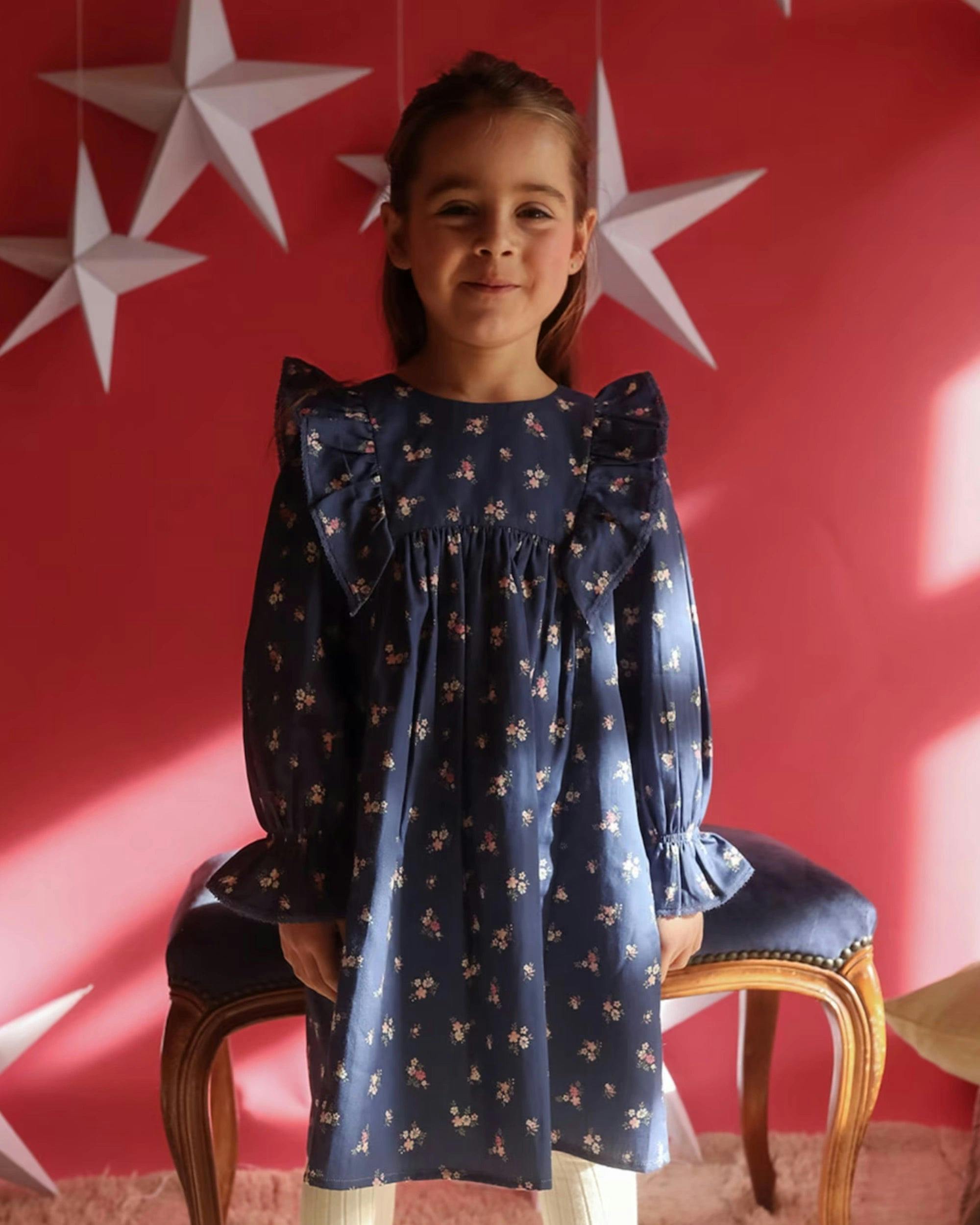 Margot Dress - Ditsy Bouquet Navy
