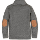 Long Sleeve Quilted Shawl Collar Sweatshirt with Elbow Patches, Grey