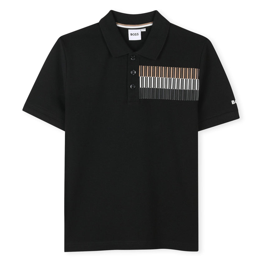 Black Short Sleeve Block Polo