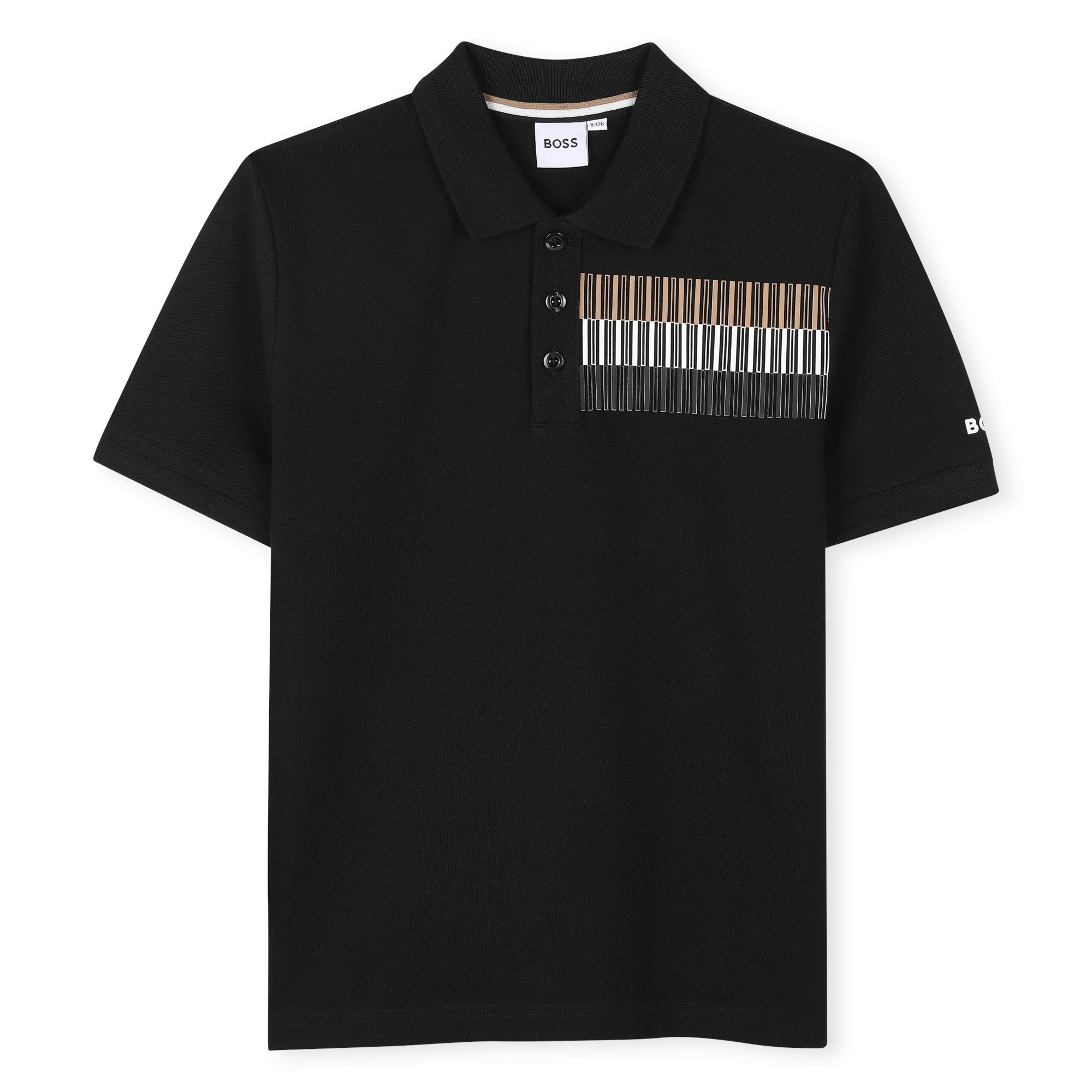 Black Short Sleeve Block Polo