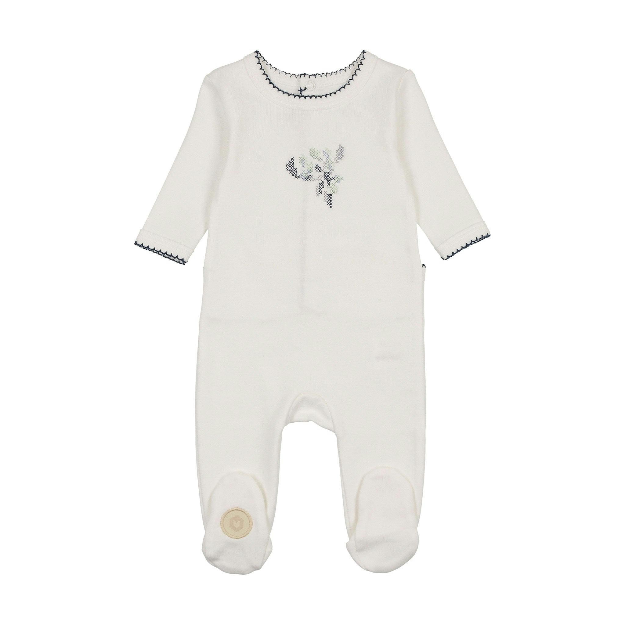 Heirloom Berry Footie Ivory & Blue