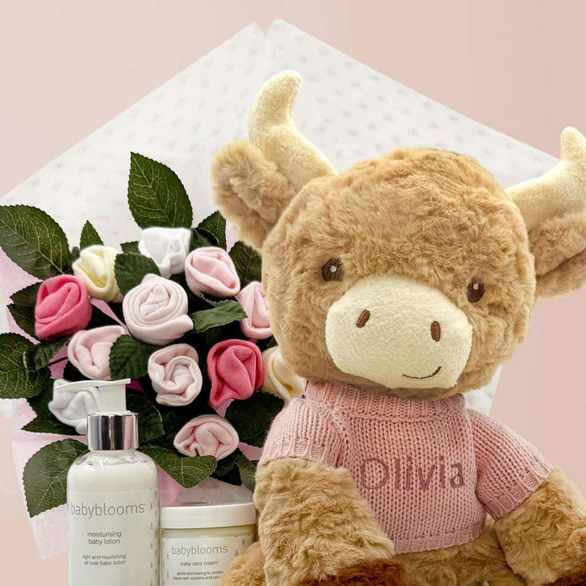Personalized Harriet Highland Welcome Baby Hamper