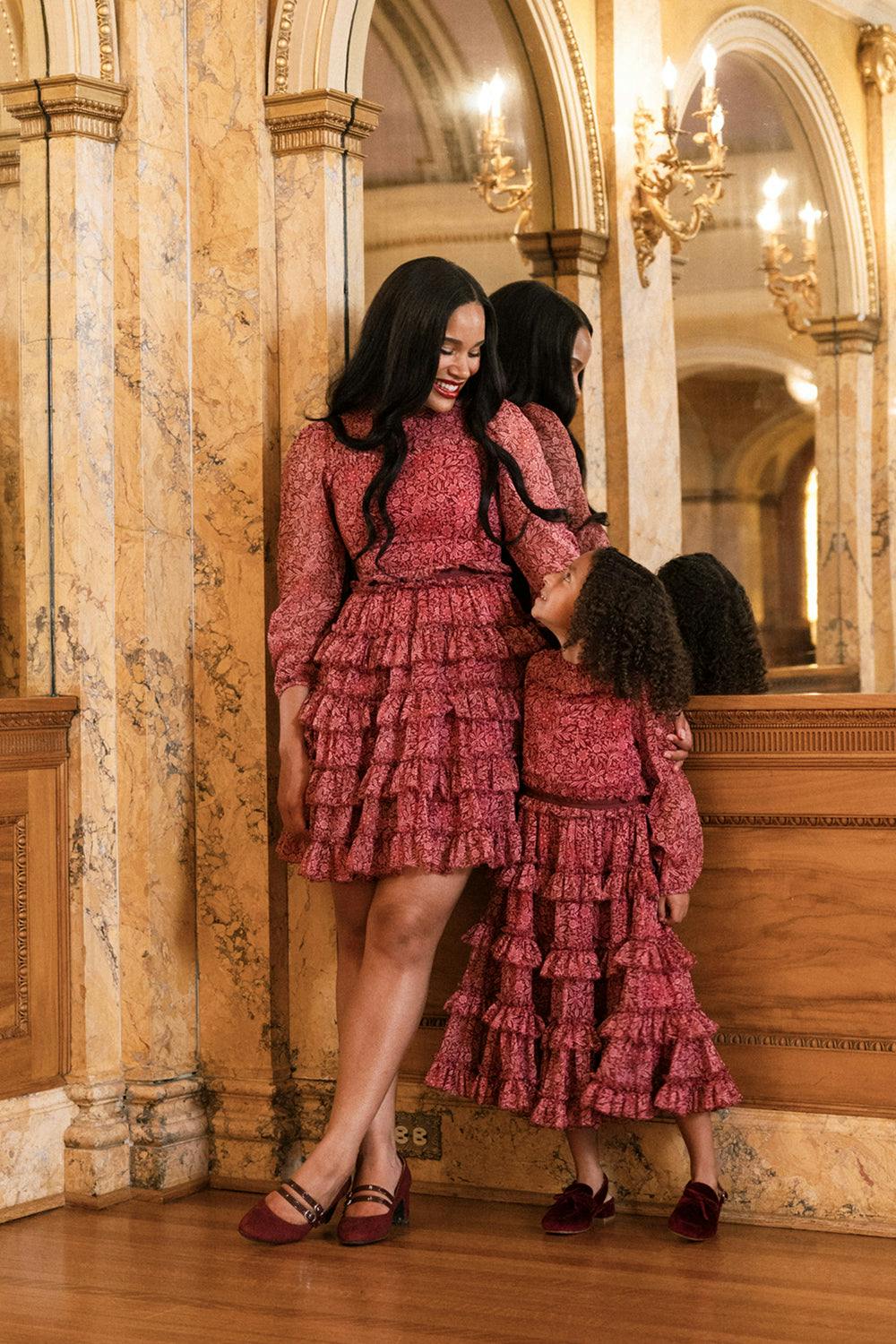 Samantha Dress in Garnet Merry Ditsy