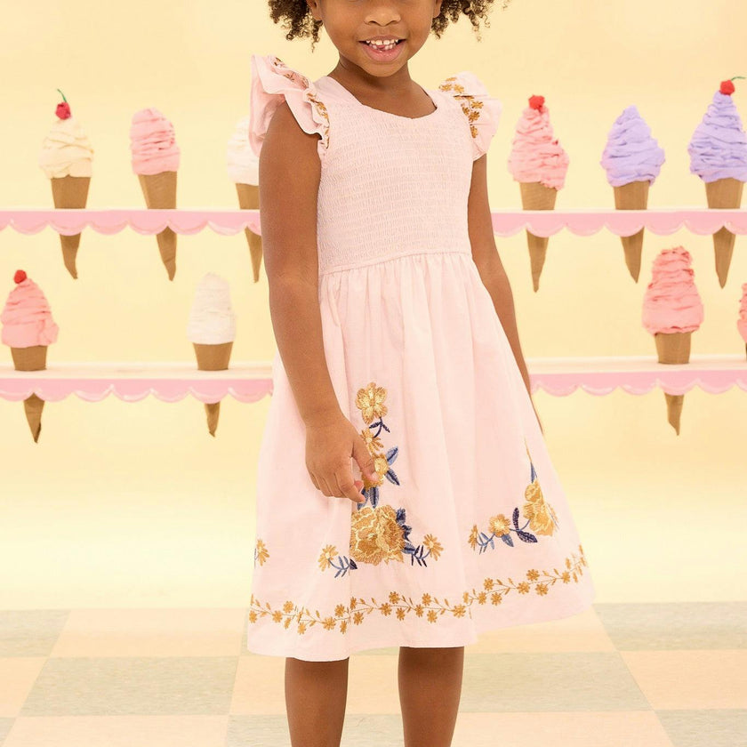 Mini Hattie Dress in Embroidered Spring Floral