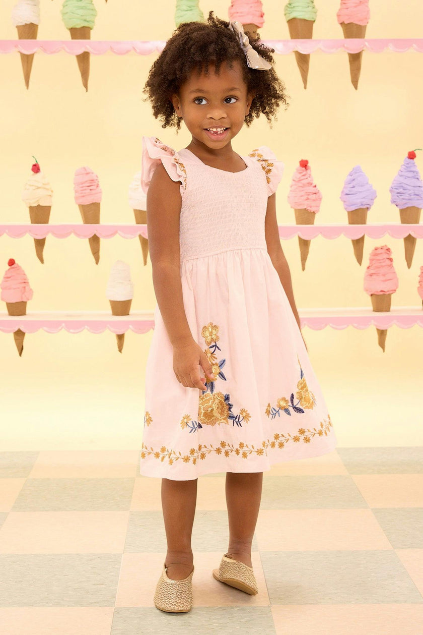 Mini Hattie Dress in Embroidered Spring Floral