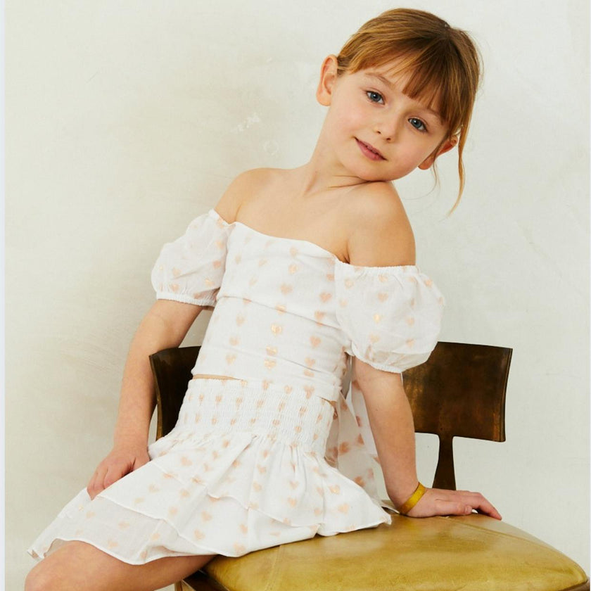 Noa Winter White Heart Lurex Tie Back Top (S26)