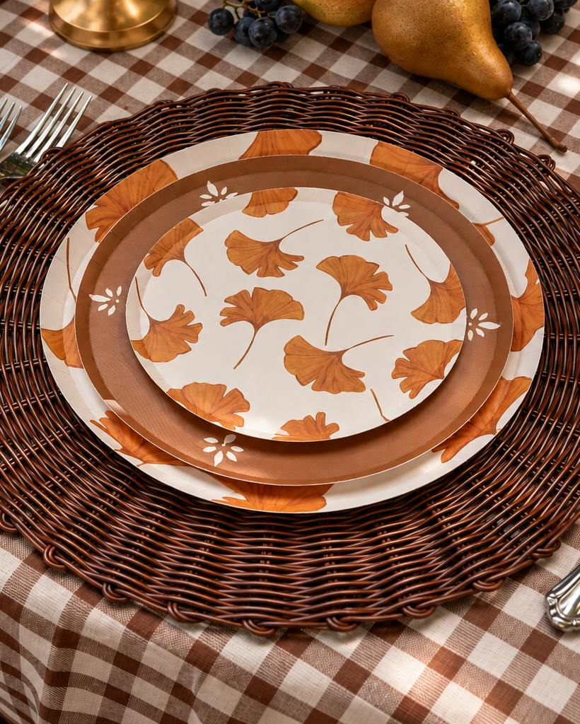 Ginkgo Dinner Plate Set in Golden