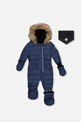 Baby Original One Piece Puffy Snowsuit With Removable Mittens And Boots Dark Blue
