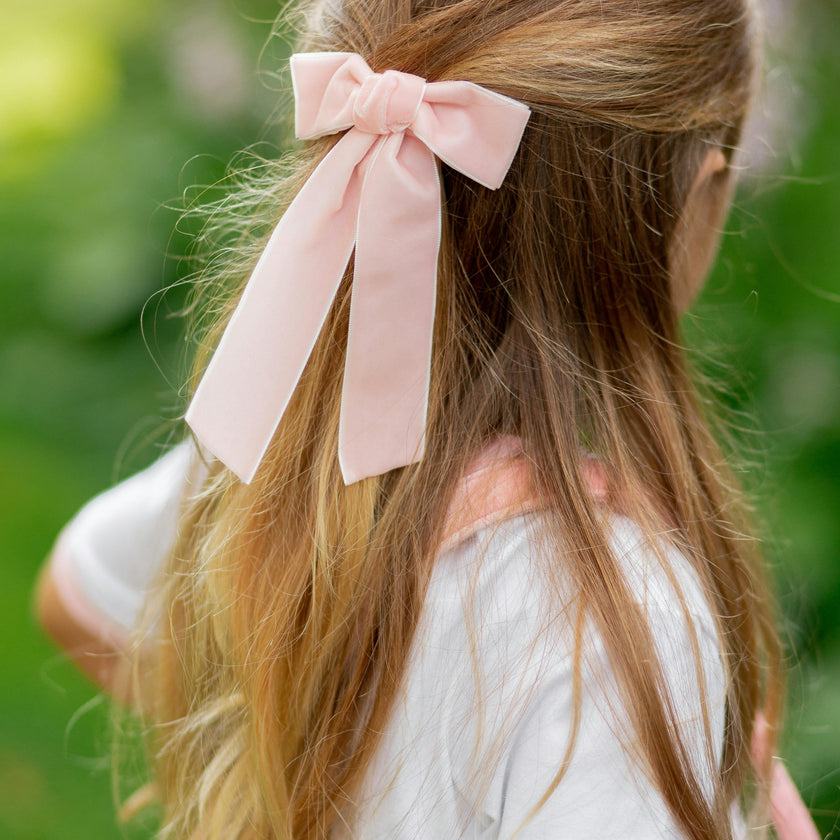 Velvet Long-Tailed Bow Barrette