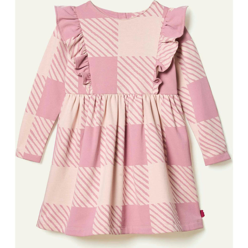 Recycled Cotton Buffalo Check Ruffle Dress