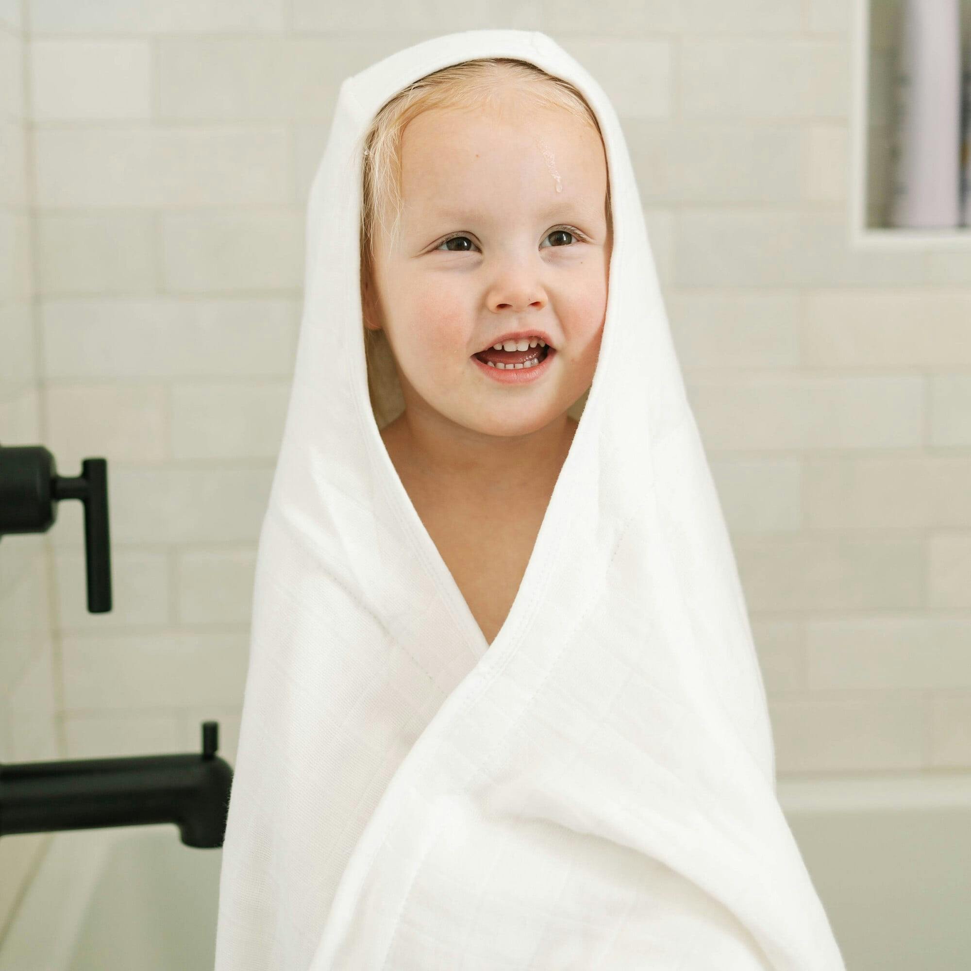 Toddler Hooded Towel - White