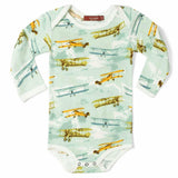 Vintage Planes Organic Cotton Long Sleeve One Piece