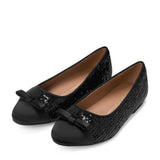 Angelina Sequins Bow Satin Round Toe Ballet Flat