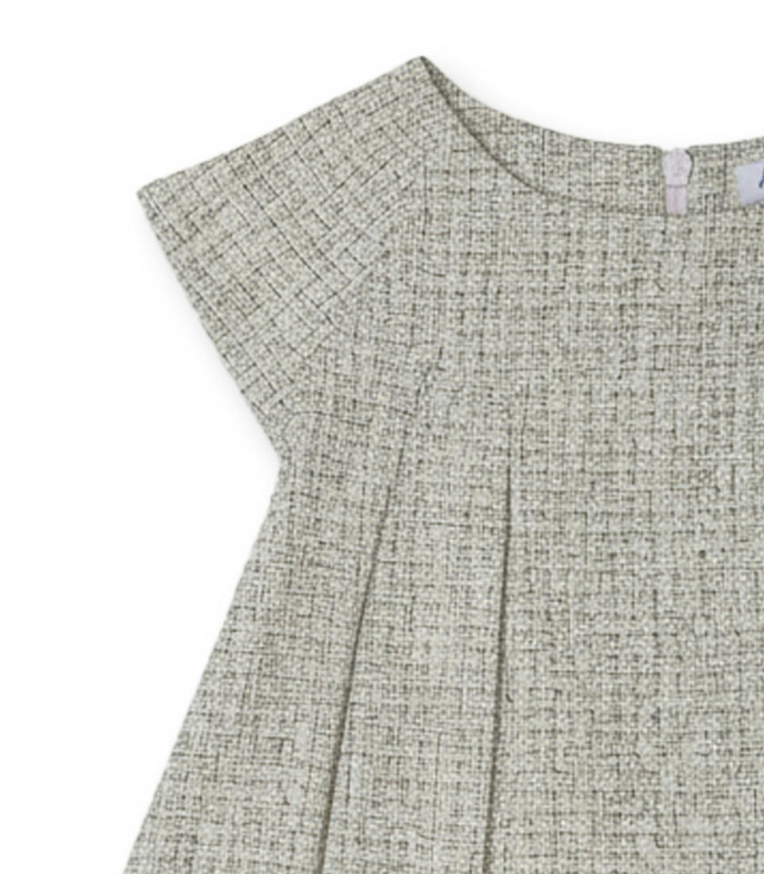 Rose Girl Dress, Light Beige Tweed