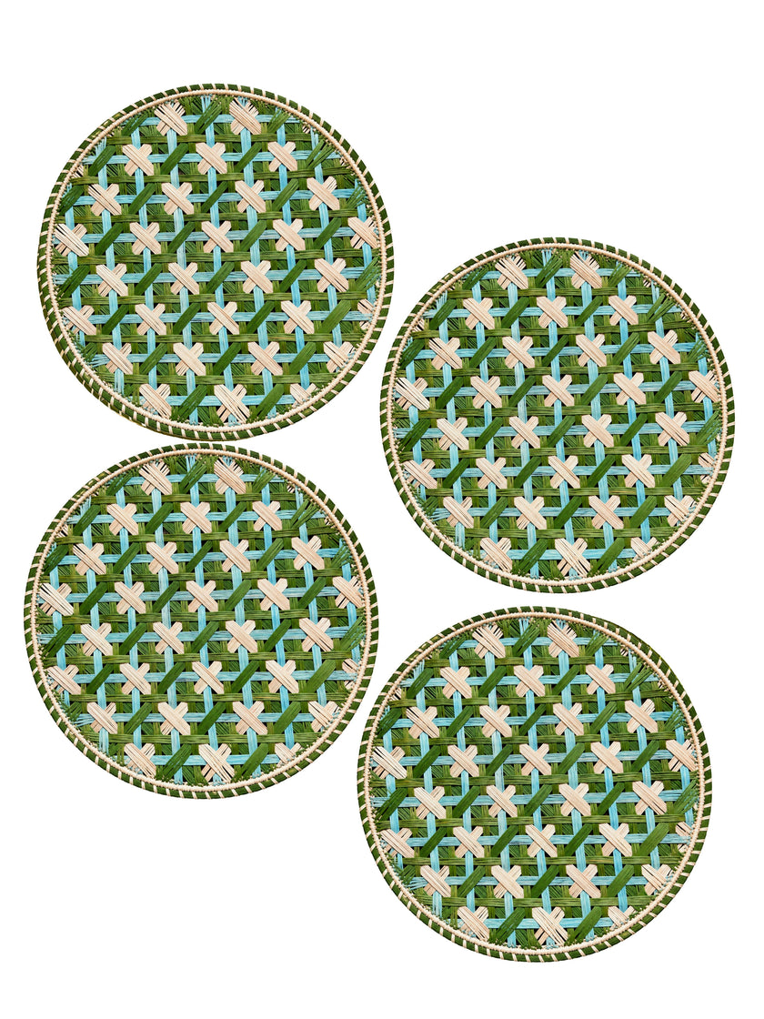 Set of 4 Handwoven Lido Verde Chargers