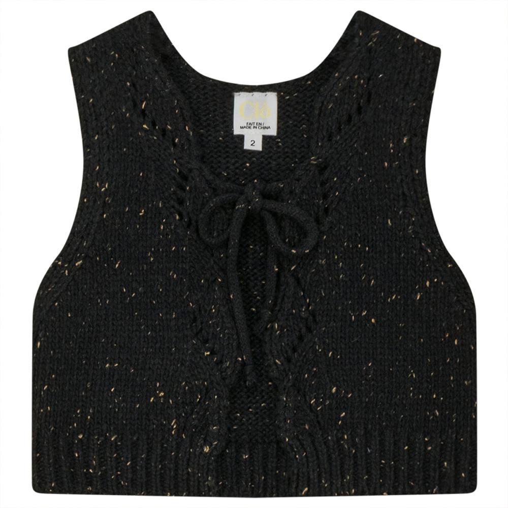 Knit Tie-Front Ribbed-Hem Vest