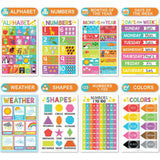 16-Piece Colorful Prek & Kindergarten Posters & 9-Piece Phonics & Vowels Posters