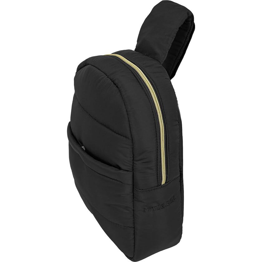 Style.Lab: Bekah Puffer Crossbody Backpack Belt Set - Black