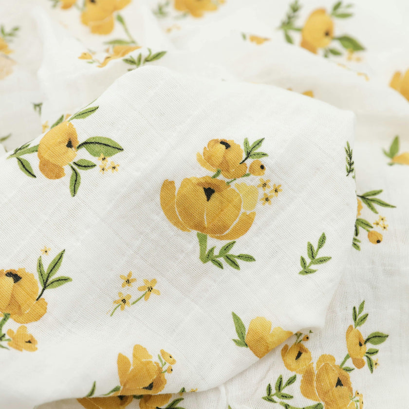 Organic Cotton Muslin Swaddle Blanket 2 Pack - Yellow Roses (Walmart)