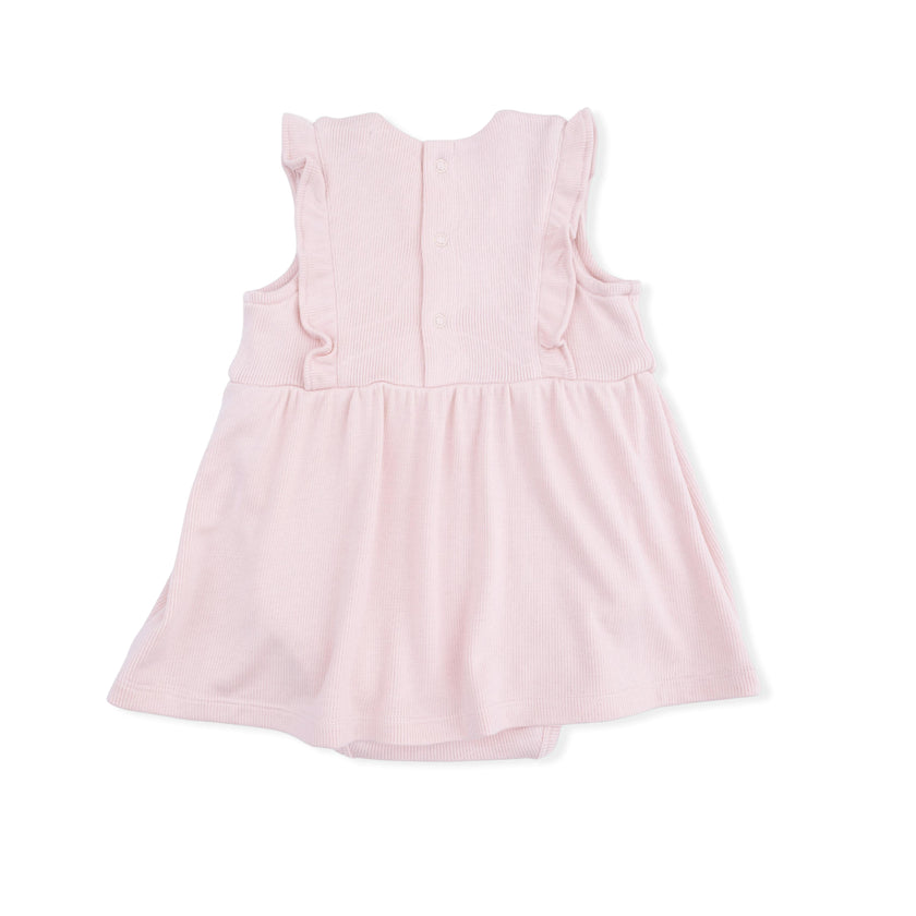 Solid Veiled Pink - Ruffle Bodysuit Dress