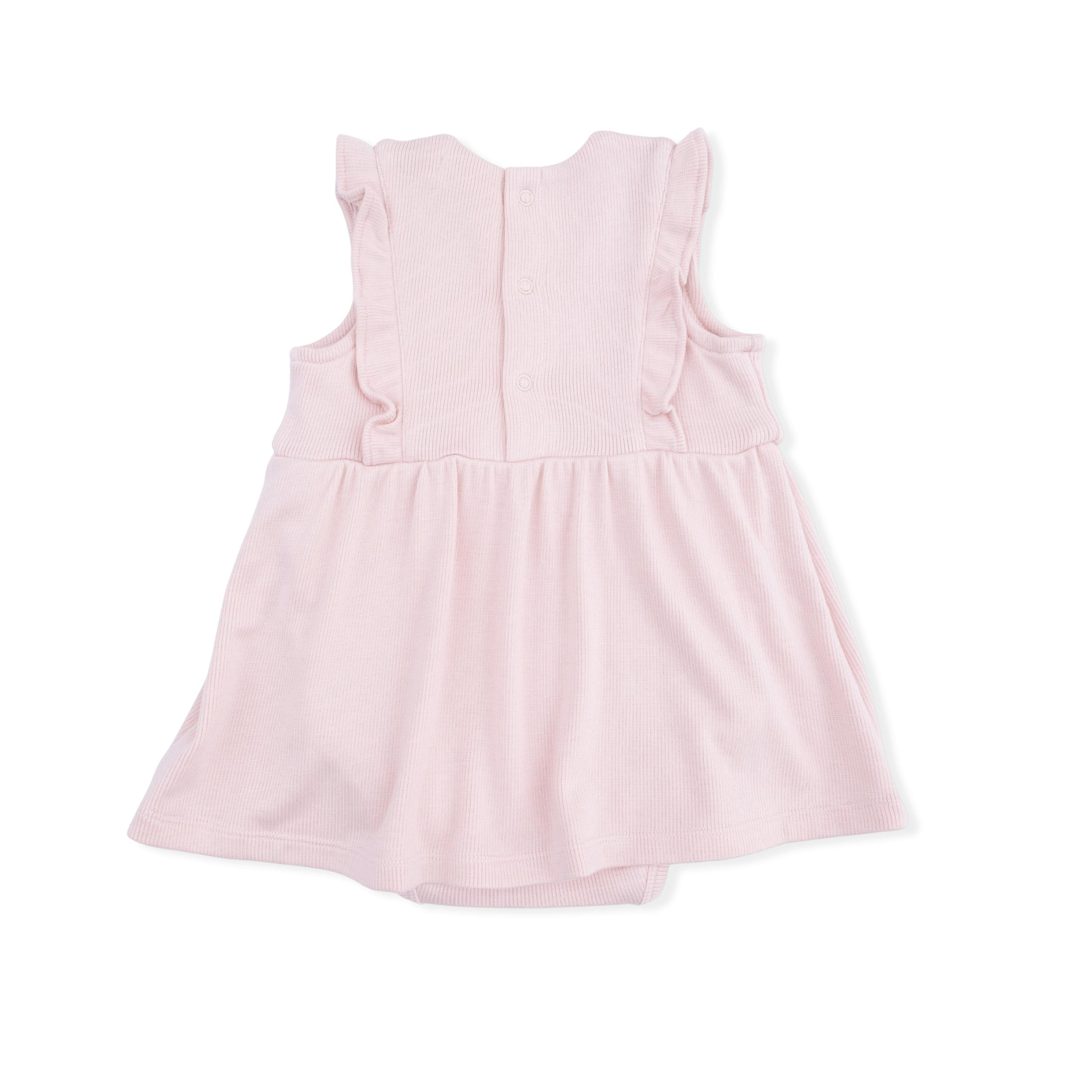 Solid Veiled Pink - Ruffle Bodysuit Dress