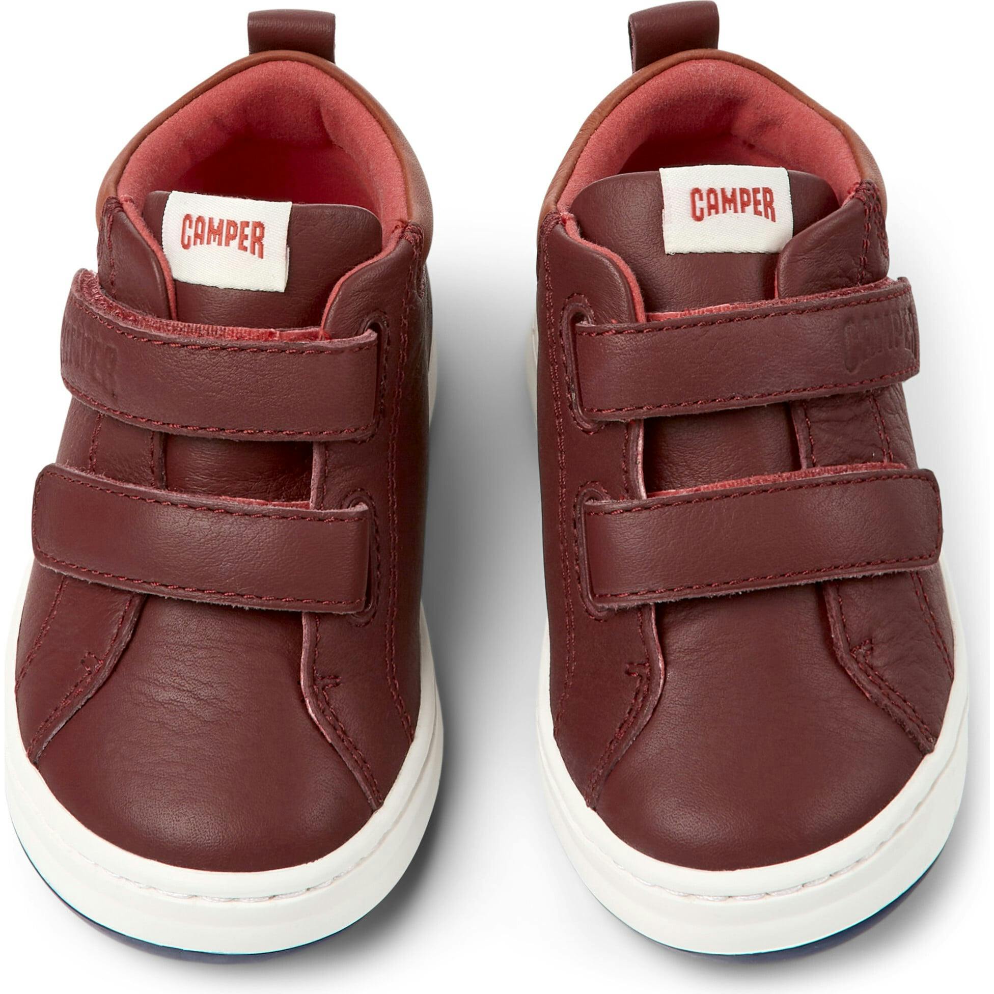 Runner Four 2-Velcro Strap Leather Sneakers, Burgundy