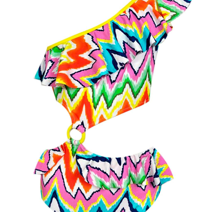 Dolly Ruffle One-Shoulder One-Piece Swimsuit