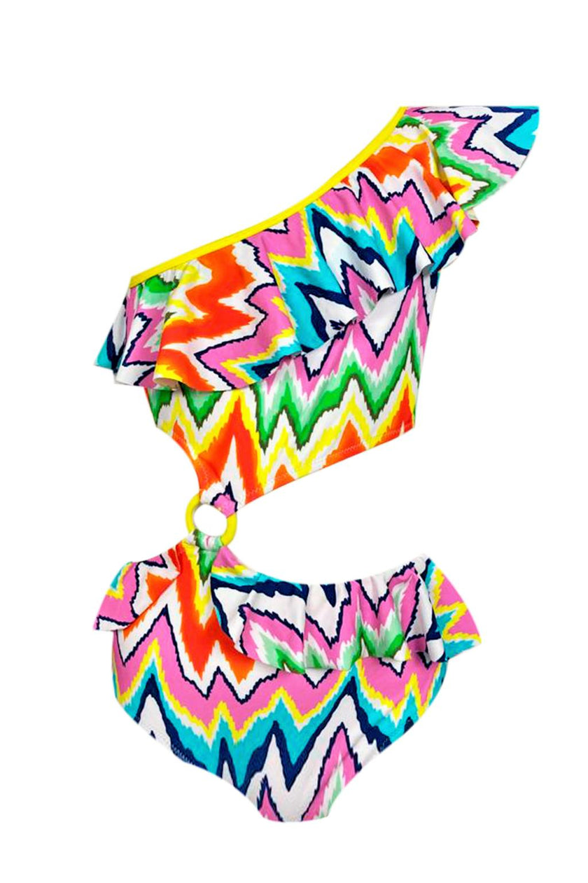 Dolly Ruffle One-Shoulder One-Piece Swimsuit