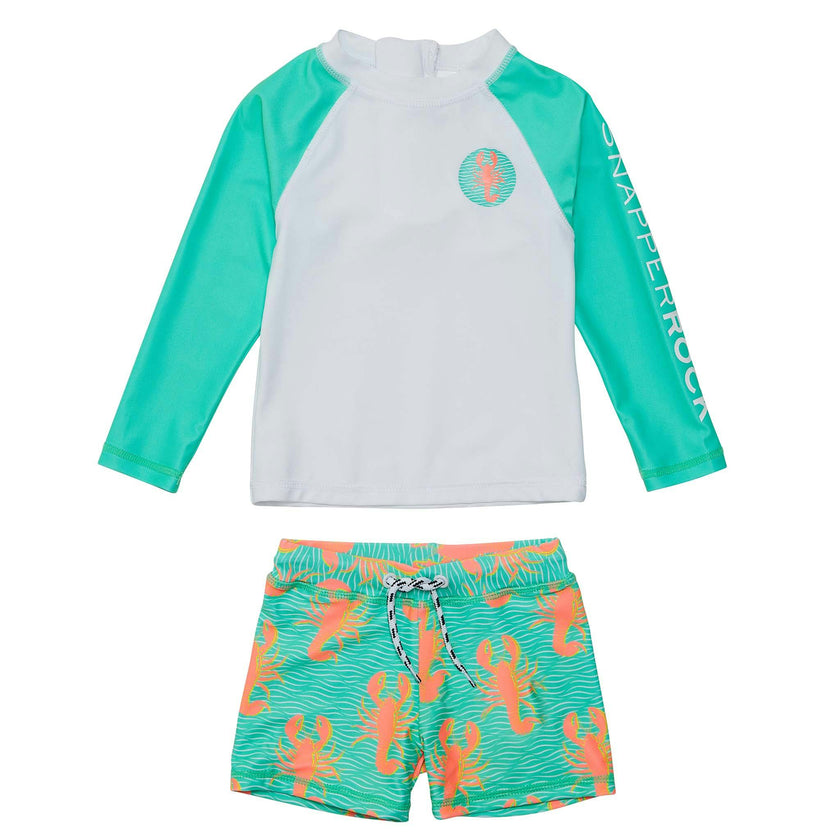 UPF50+ Contrast Long Sleeve Rashguard & Short Set