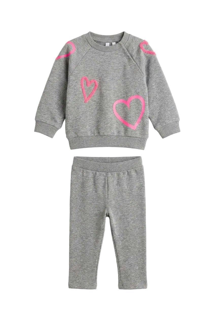 Heart Print Sweatshirt & Pants Set