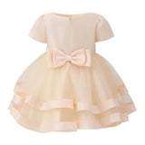 Champagne Suttona Satin Bow Dress