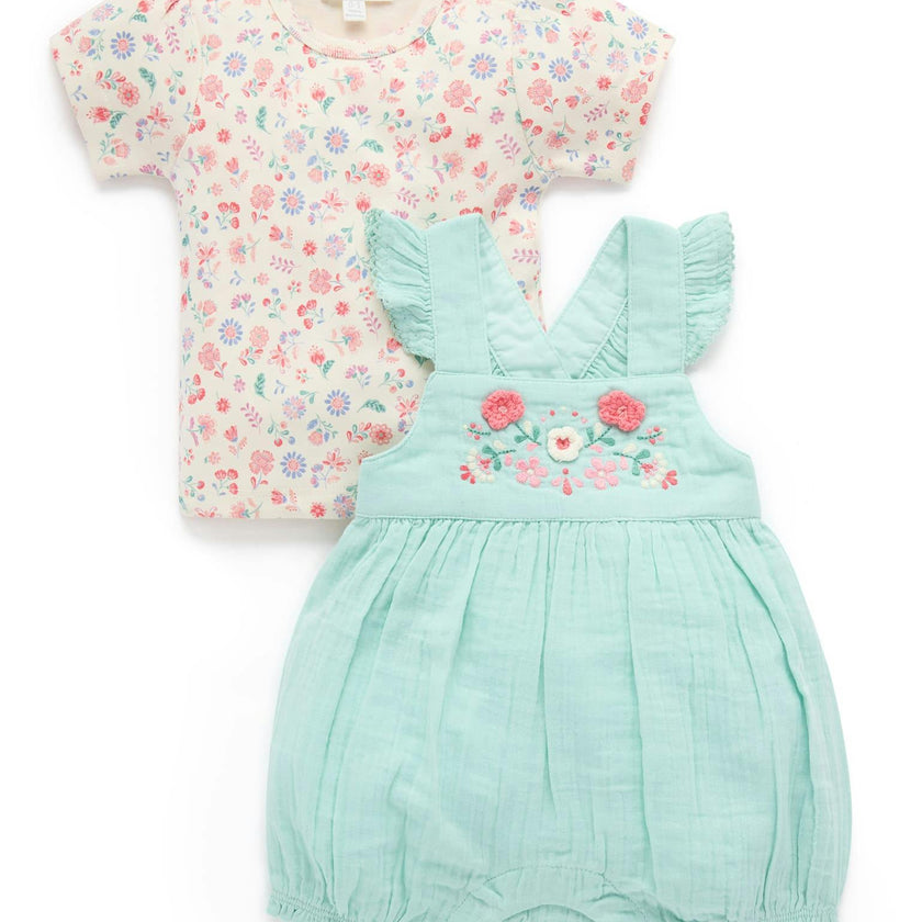 Embroidered Overall Set Aloe