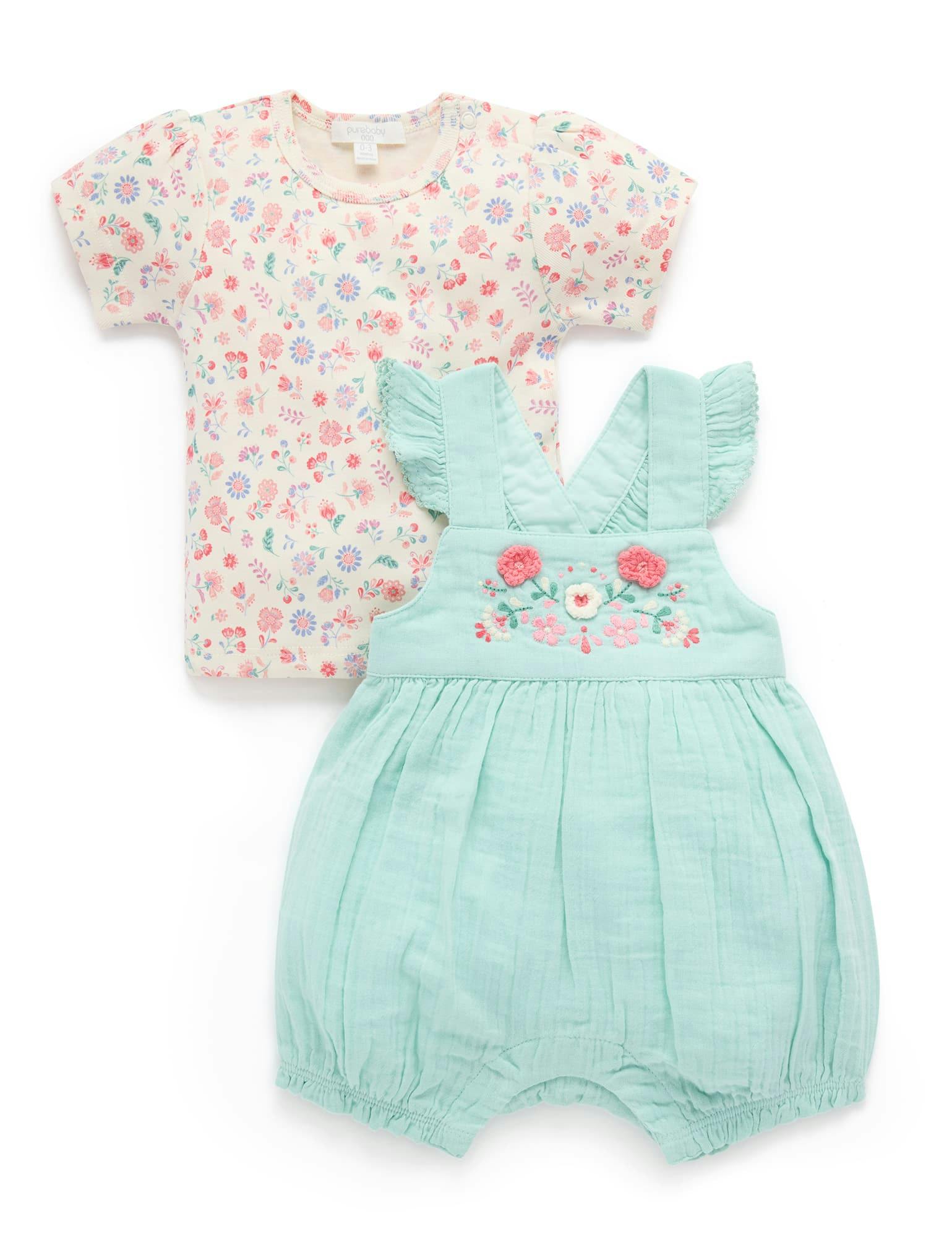 Embroidered Overall Set Aloe