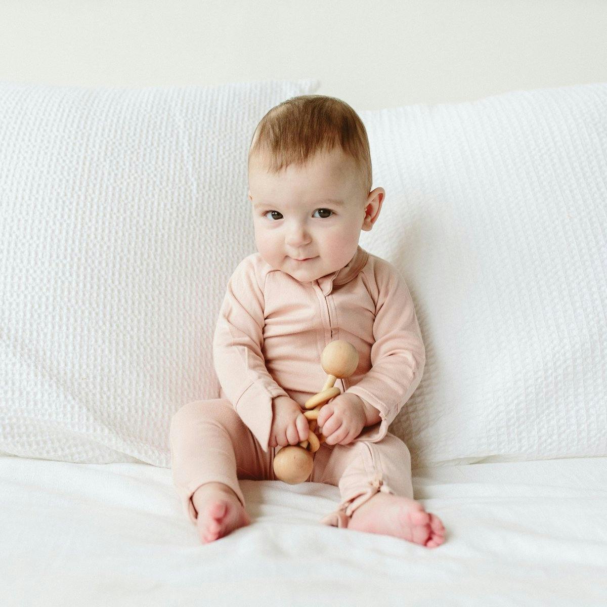 GROW WITH YOU FOOTIE | ROSE — Bamboo Organic Cotton Blend, 0–6M
