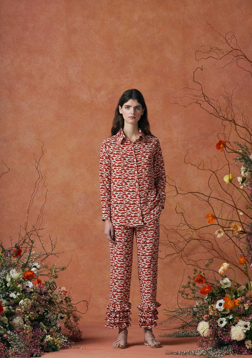 Talitha Pants Silk Red Mushroom