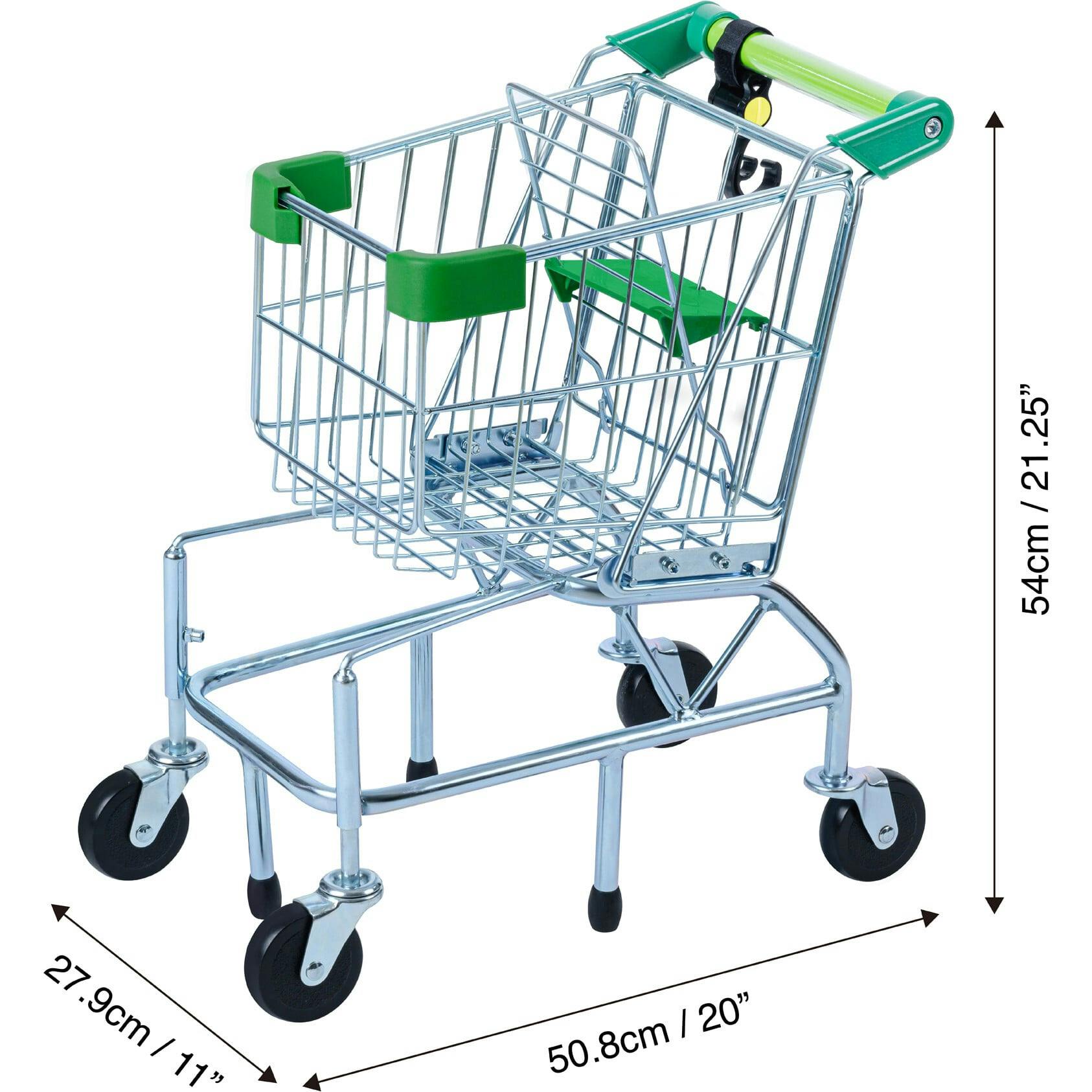 Little Helper Dallas Shopping Cart With Play Food - Chrome/Green