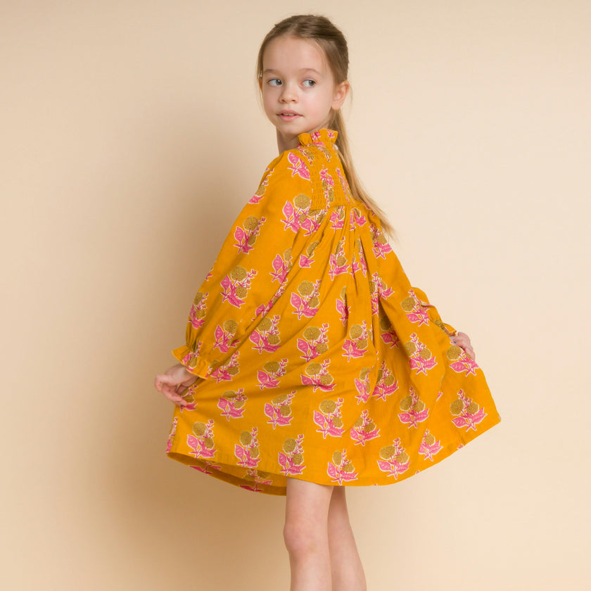 Smocked Long Sleeve Dress