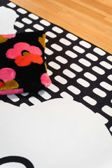 Black and White Abstract Floral Rug by Becca Franks