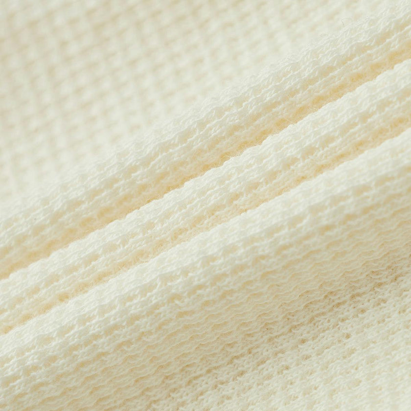 Cream Waffle Knotted Beanie Hat