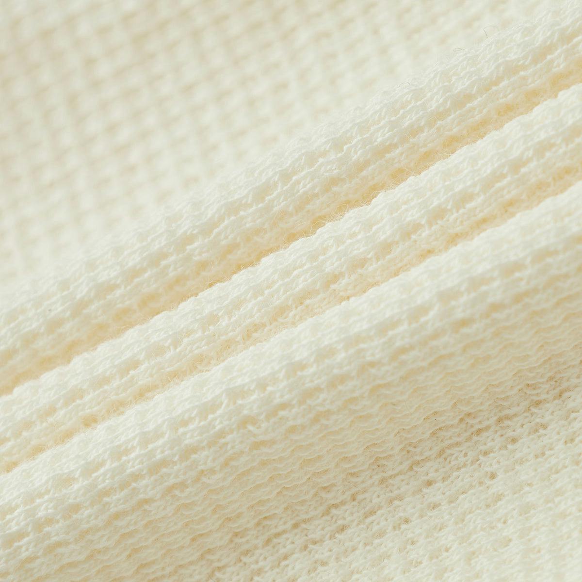 Cream Waffle Knotted Beanie Hat
