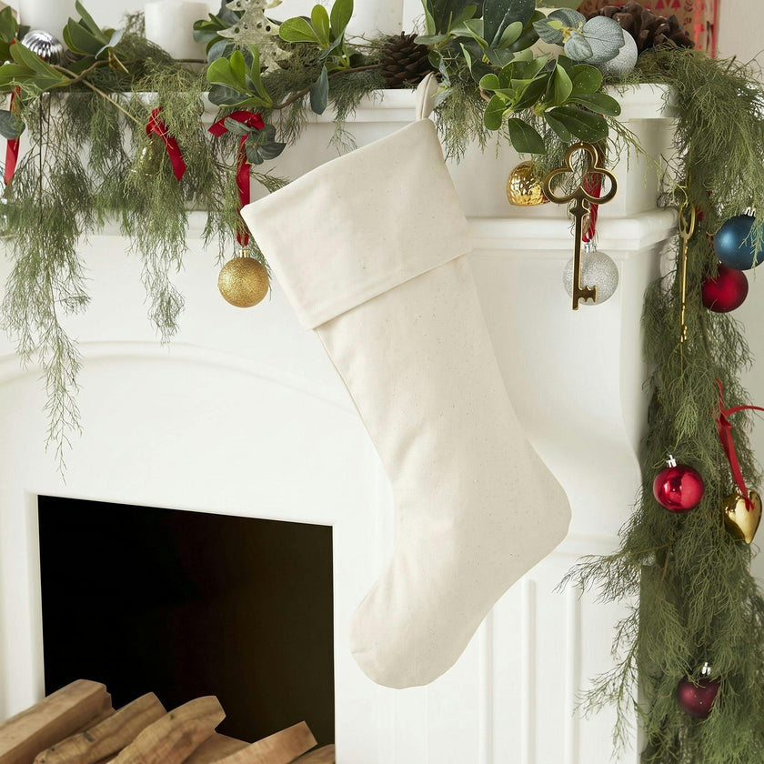 Classic Cream Velvet Handmade Christmas Stocking- 20"