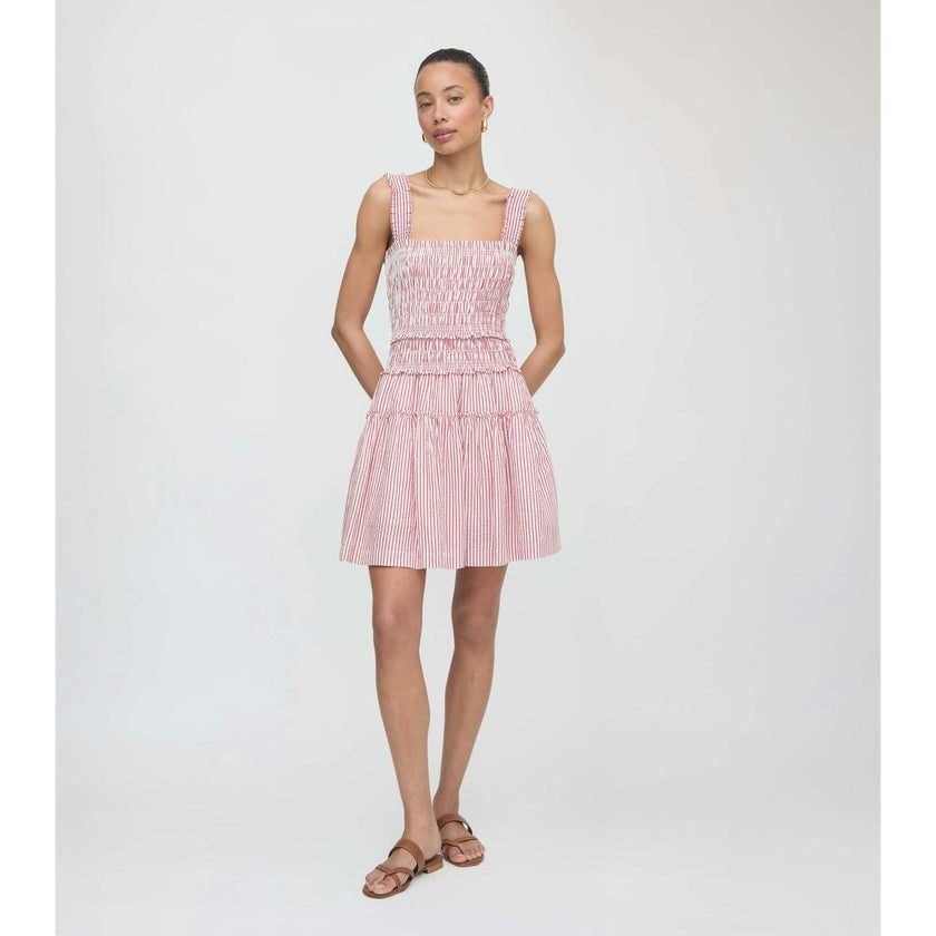 The Azalea Mini Nap Dress - Red Ticking Stripe