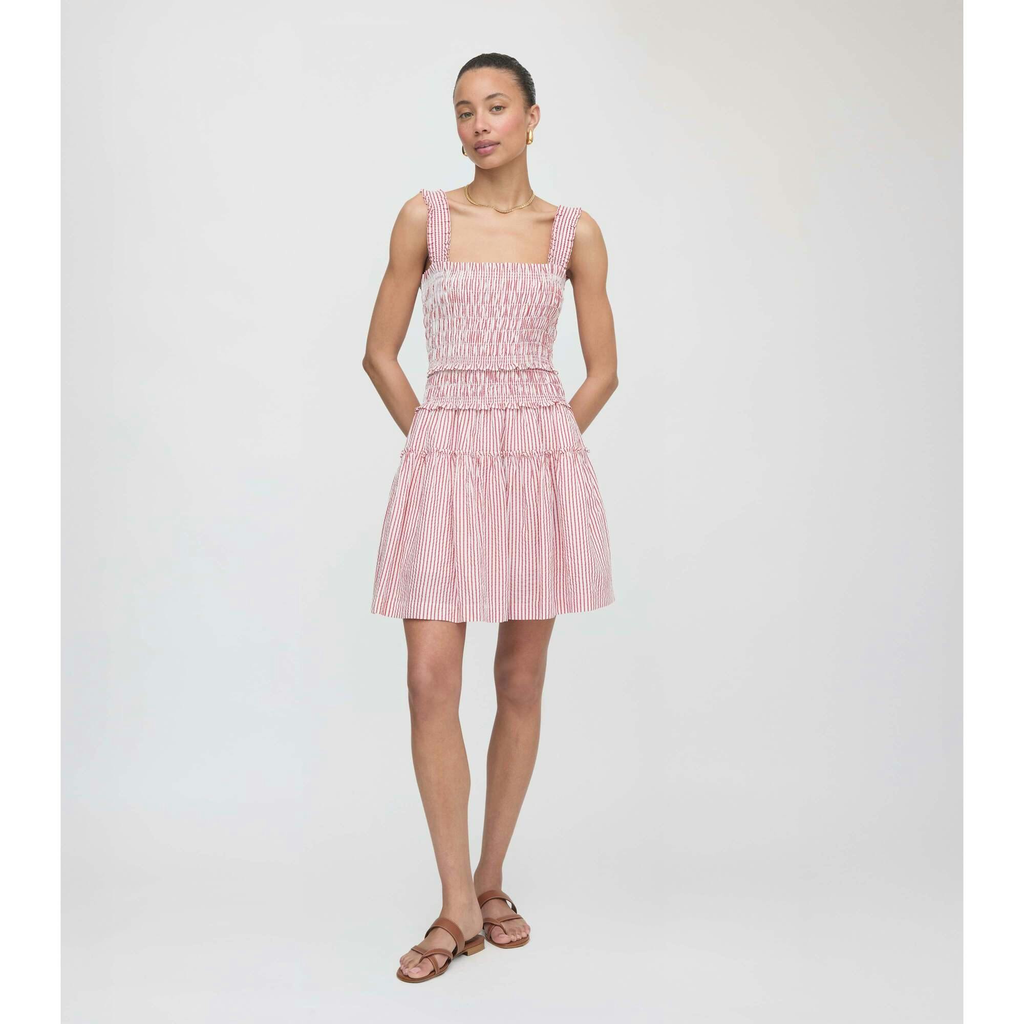 The Azalea Mini Nap Dress - Red Ticking Stripe