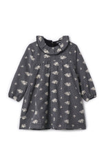 Checkered Embroidered Ruffle Collar Dress