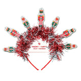 Packed Party Nutcracker Novelty Holiday Headband - Red Tinsel Headband with Mini Nutcrackers for Christmas Parties and Holiday Celebrations, One Size Fits All